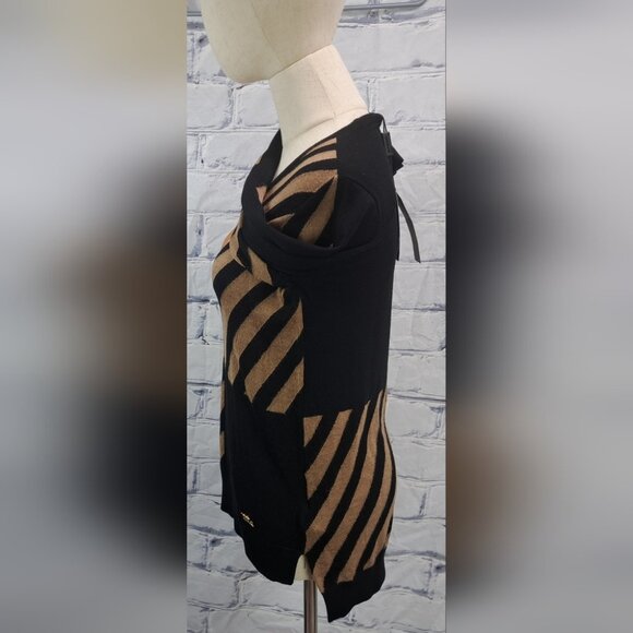 Burberry Brit Women's Sweater Wool Alpaca Striped Colorblock Camel Knight Small - Picture 6 of 16